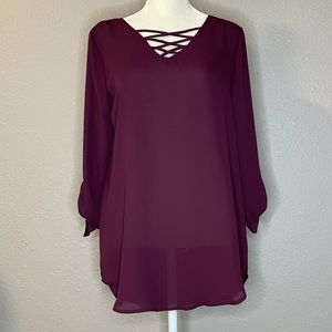 Maurices Plum/Burgundy Sheer Top